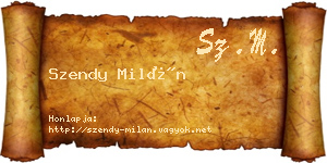 Szendy Milán névjegykártya