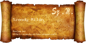 Szendy Milán névjegykártya