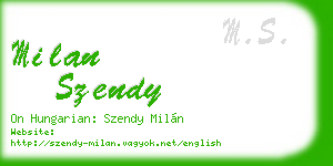 milan szendy business card