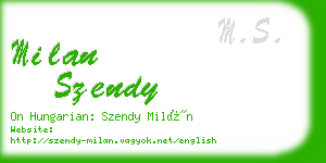 milan szendy business card